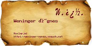 Weninger Ágnes névjegykártya